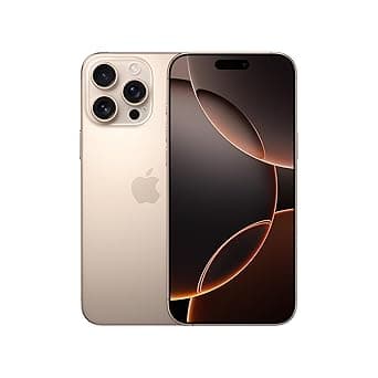 iPhone 16 Pro Max 256 GB: 5G Mobile Phone with Camera Control, 4K 120 fps Dolby Vision and a Huge Leap in Battery Life. Works with AirPods; Desert Titanium